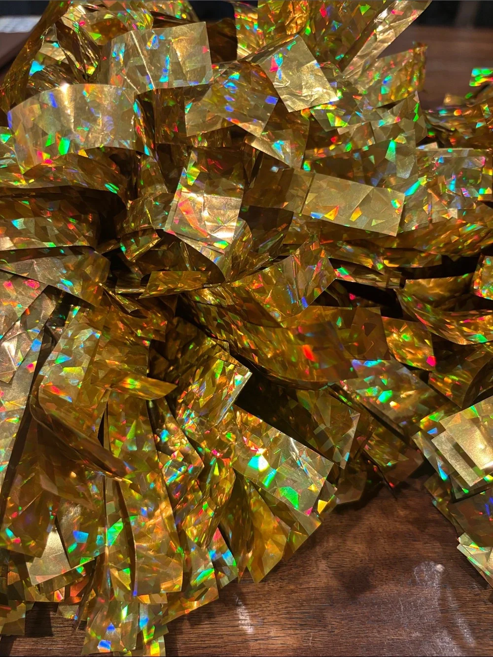 2 Gold Holographic Pom Poms - l Cheer
